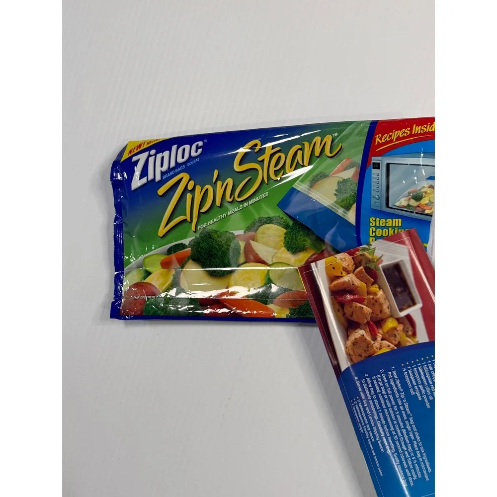 Ziploc‎ Zip n Steam Microwave Cooking Bags Blue Medium 5 Count Healthy Meals